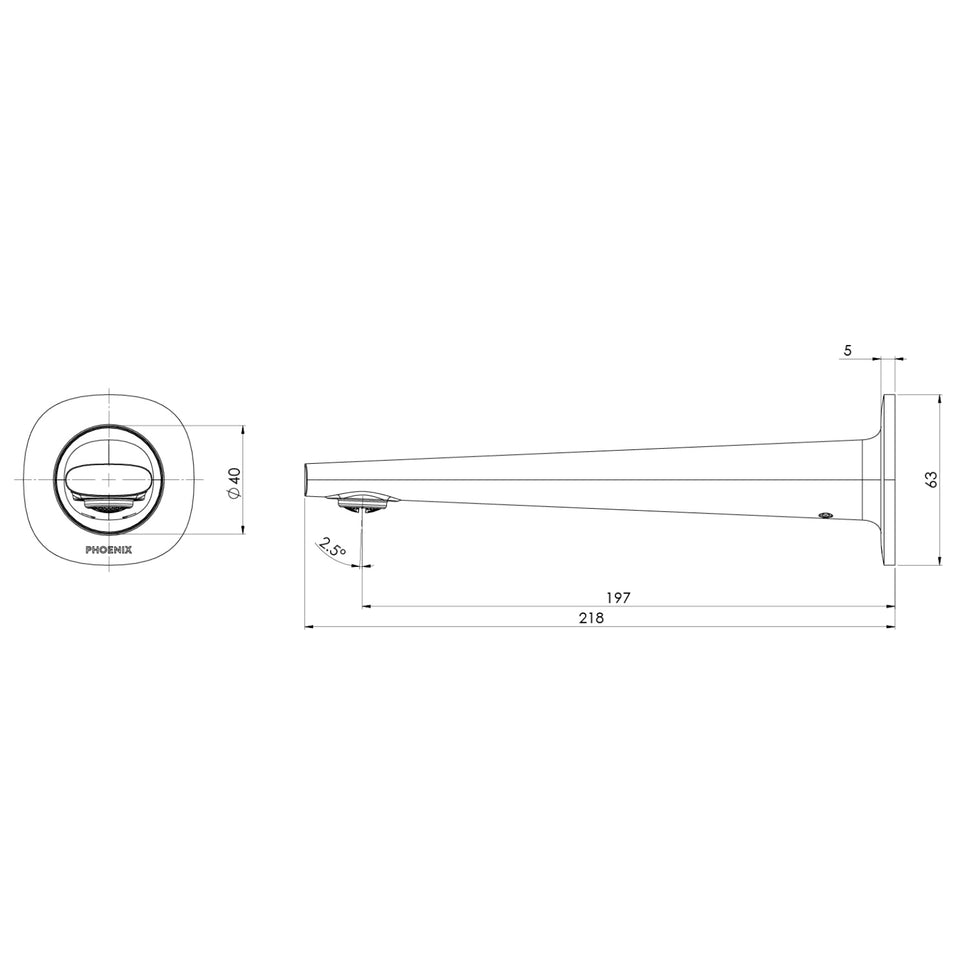 Phoenix Vask Wall Basin / Bath Outlet 200mm - Brushed Gold