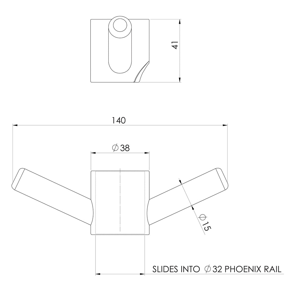 Phoenix Vertical Rail Hook Round - Brushed Bronze