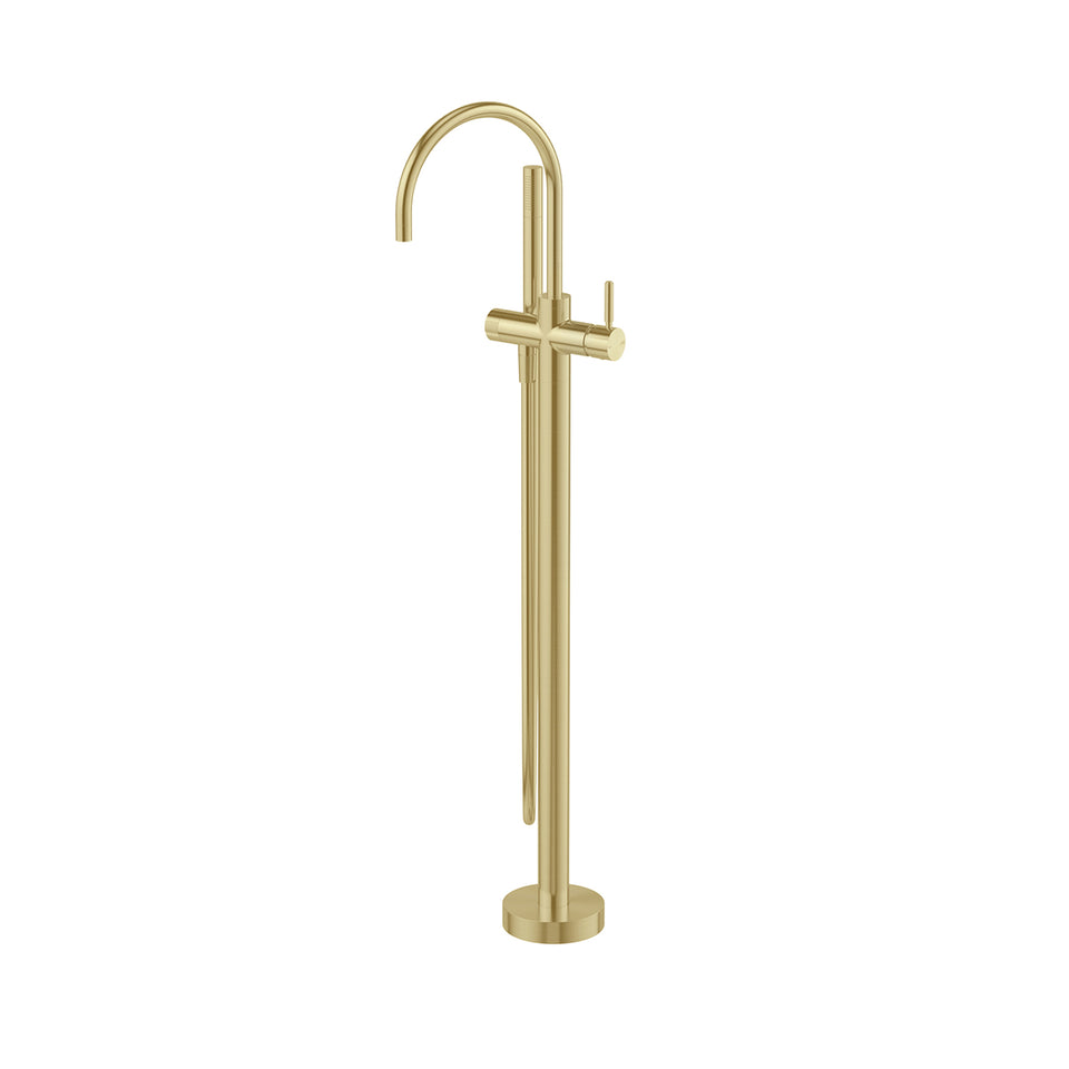 Phoenix Vivid MKII Floor Mounted Bath Mixer with Hand Shower - Brushed Gold