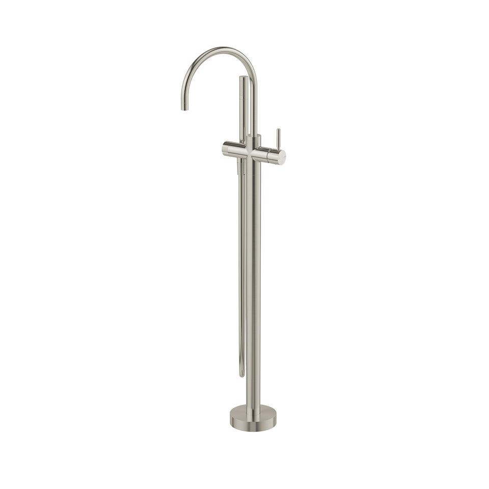 Phoenix Vivid MKII Floor Mounted Bath Mixer with Hand Shower - Brushed Nickel