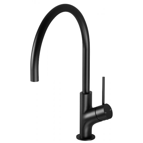 Phoenix Vivid Slimline Oval Sink Mixer 220mm Gooseneck - Matte Black