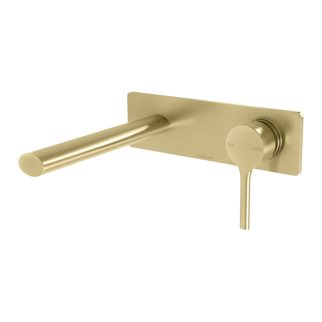 Phoenix Vivid Slimline Oval SwitchMix Wall Basin / Bath Mixer Set 175mm Brushed Gold (Complete Kit) VV2810-12-1-KIT - The Blue Space