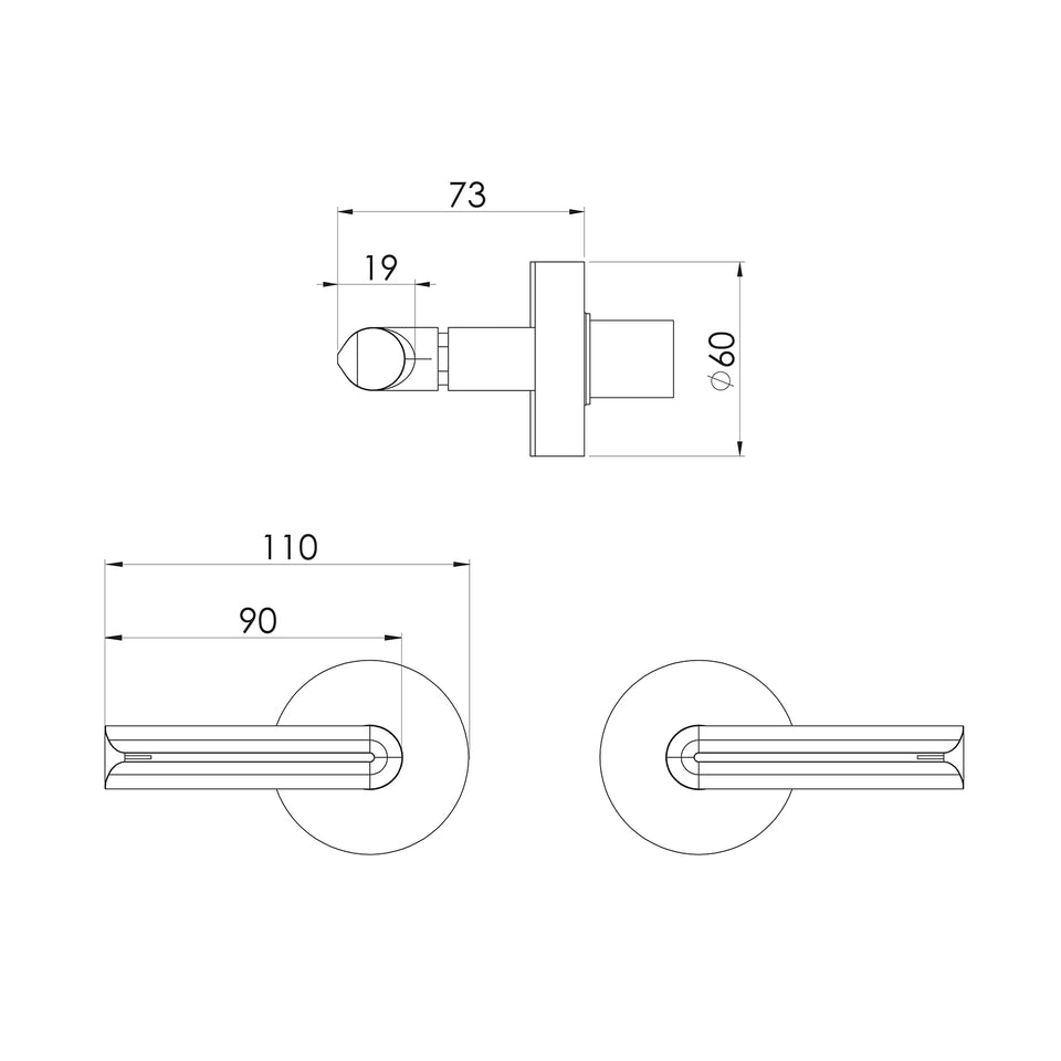 Phoenix Vivid Slimline Plus Lever Wall Top Assemblies 15mm Extended Spindles - Brushed Bronze
