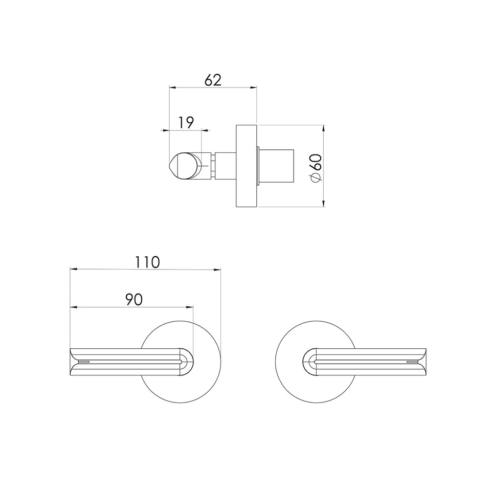 Phoenix Vivid Slimline Plus Lever Wall Top Assemblies - Brushed Bronze
