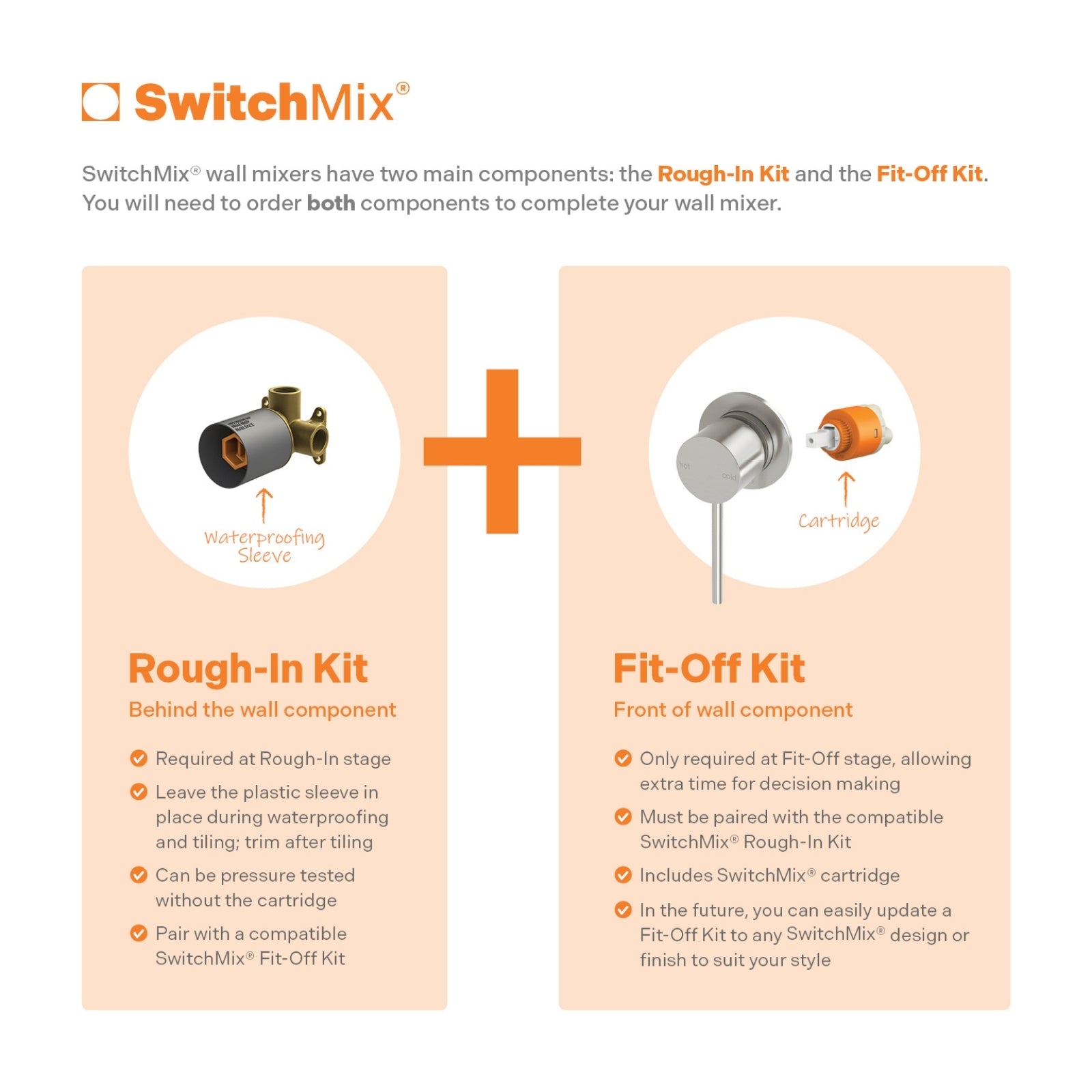 Features Phoenix Vivid Slimline SwitchMix Shower / Wall Mixer Chrome (Fit-Off Kit Only) VS2805-00-1 - The Blue Space