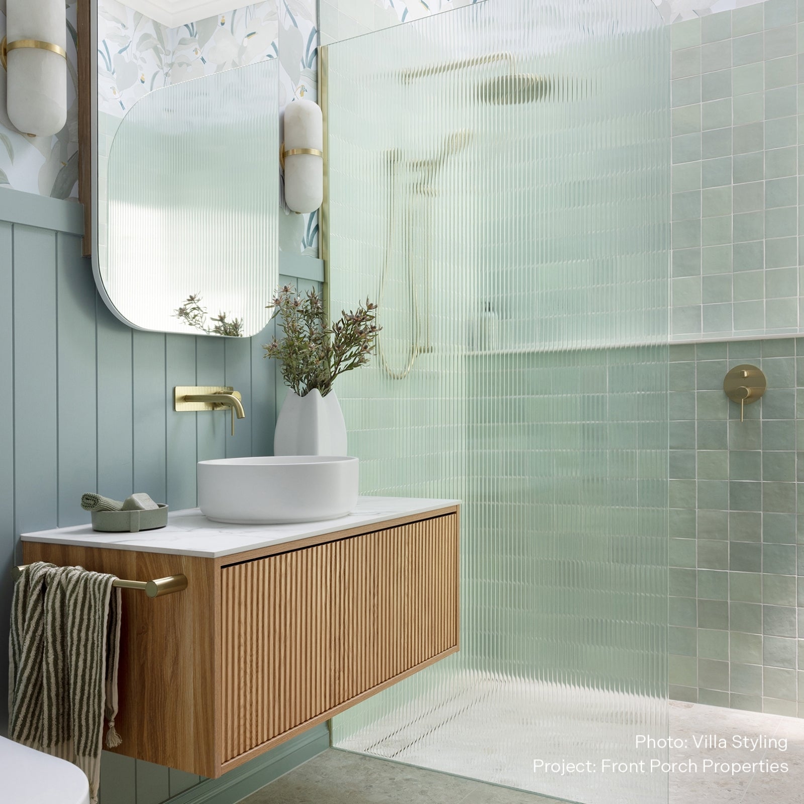 Lifestyle 8 Phoenix Vivid Slimline SwitchMix Wall Basin / Bath Mixer Set 180mm Brushed Gold (Complete Kit) VS2810-12-1-KIT - The Blue Space