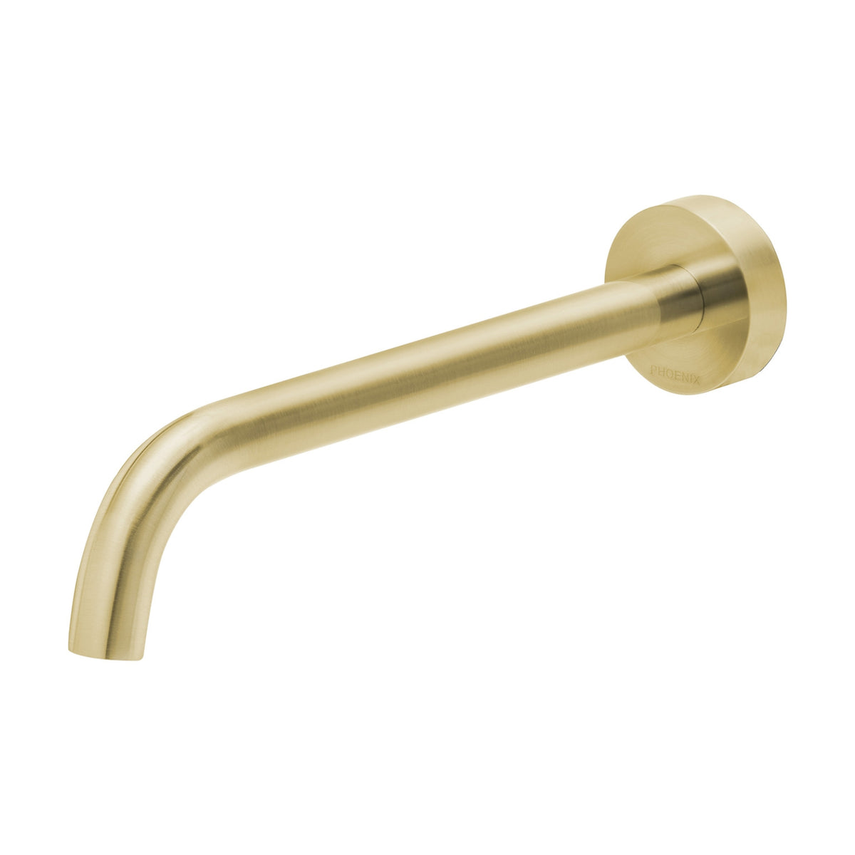 Phoenix Vivid Slimline Wall Bath Outlet 230mm Curved - Brushed Gold VS7640-12-1 - The Blue Space