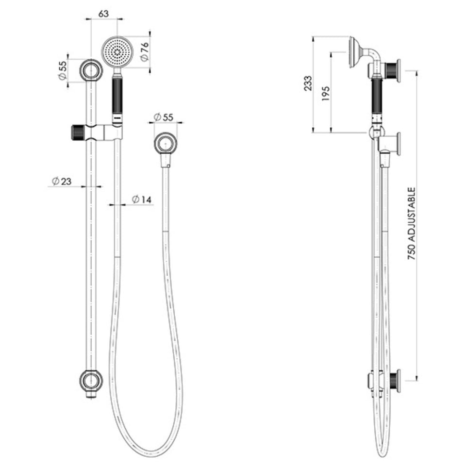 Phoenix Wiltern Rail Shower Brushed Carbon