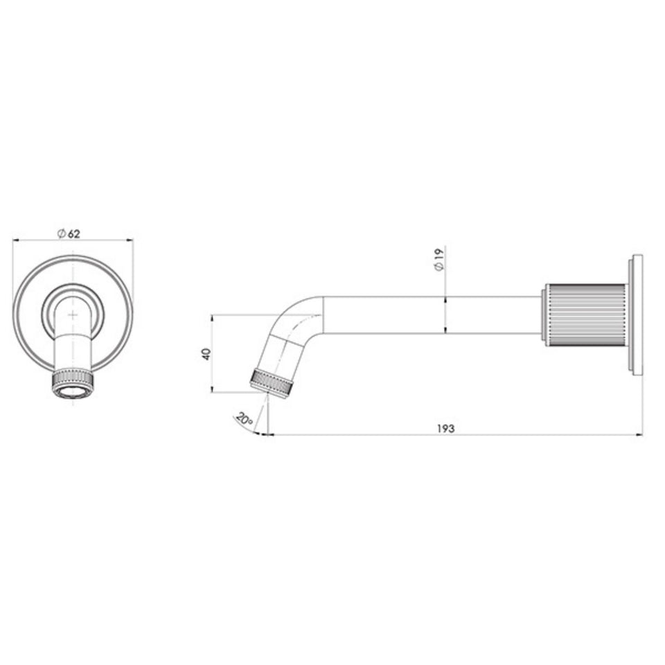 Phoenix Wiltern Wall Basin / Bath Outlet 190mm - Brushed Nickel
