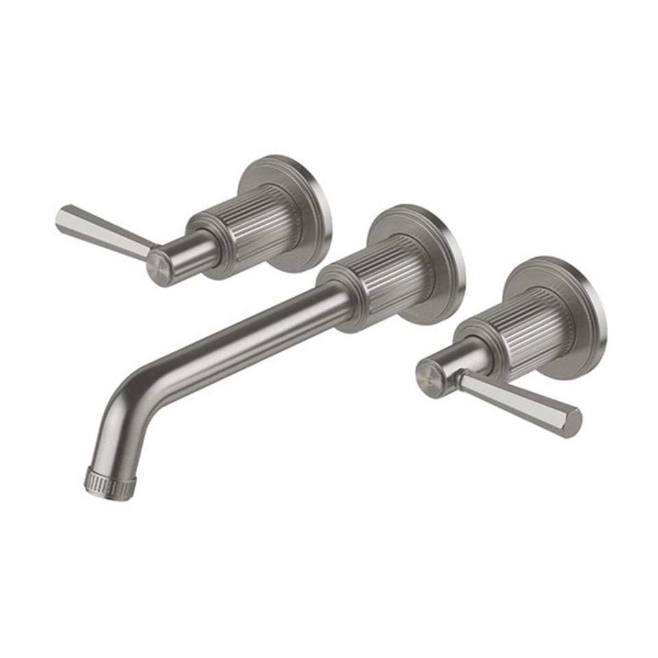 Phoenix Wiltern Wall Basin / Bath Tap Set 190mm - Brushed Carbon