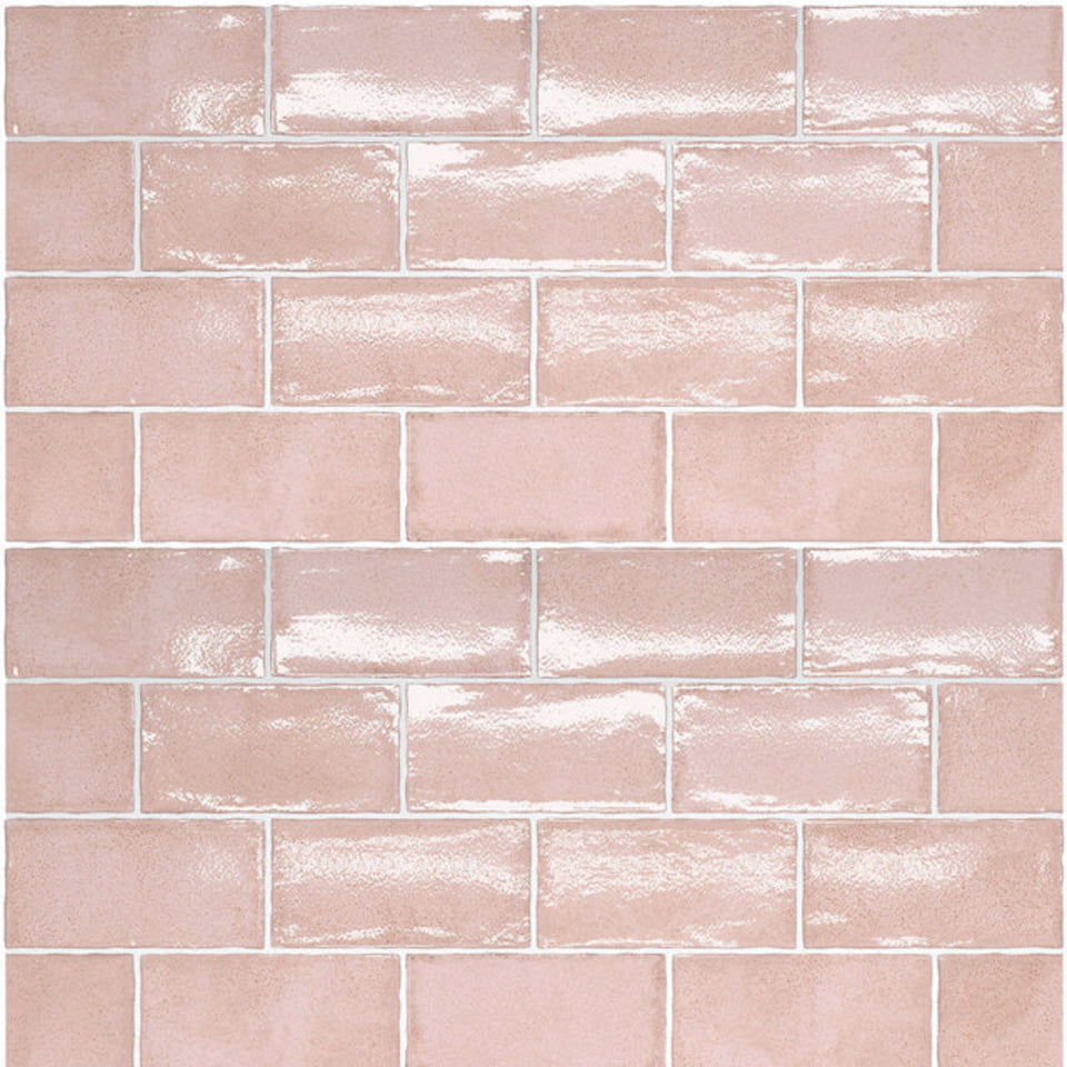 Pink Dianna Hand Made Subway Tile 75 x 150 x 9mm Spanish Ceramic