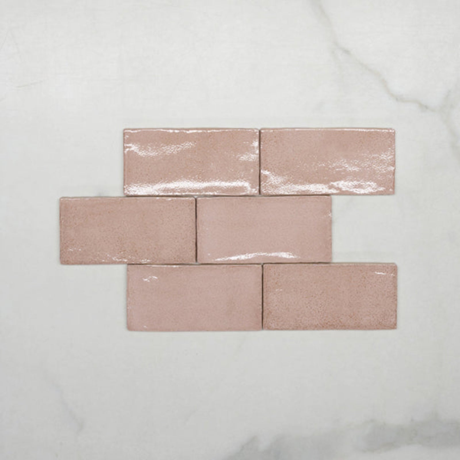 Pattern No Hand Pink Dianna Hand Made Subway Tile 75 x 150 x 9mm Spanish Ceramic  - The Blue Space