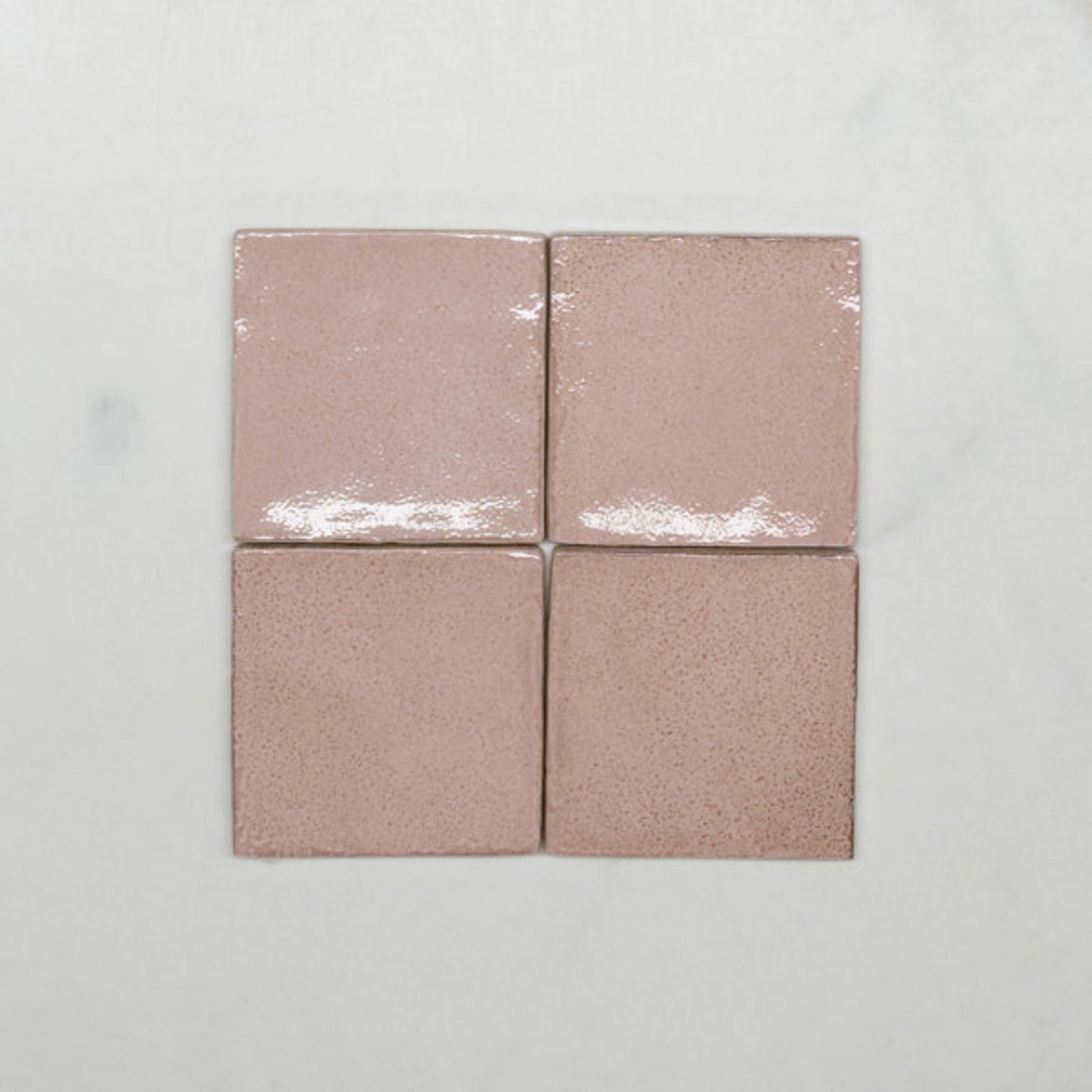 No Hand Pink Dianna Zellige Tile 100 x 100 x 9mm Spanish Ceramic  - The Blue Space