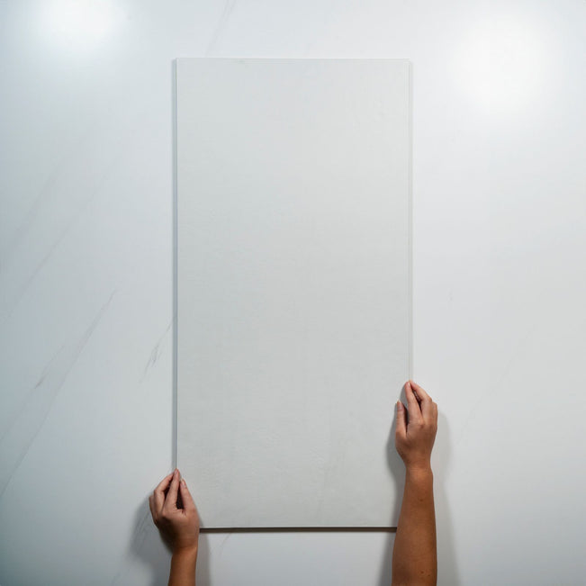 With Hand Plastra Smooth White Matte Porcelain Tile 450 x 900mm RIGCLOSM2 - The Blue Space