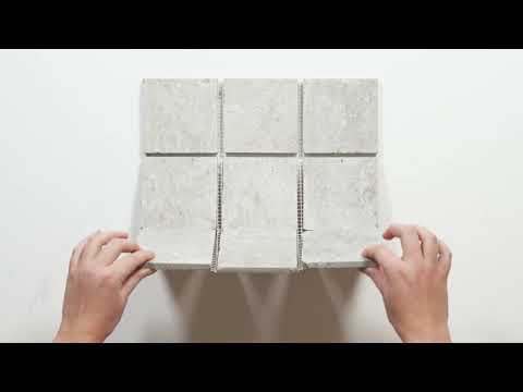 Valerie Grey Travertine Straight Bond Cobblestone Porcelain Tile Sheets