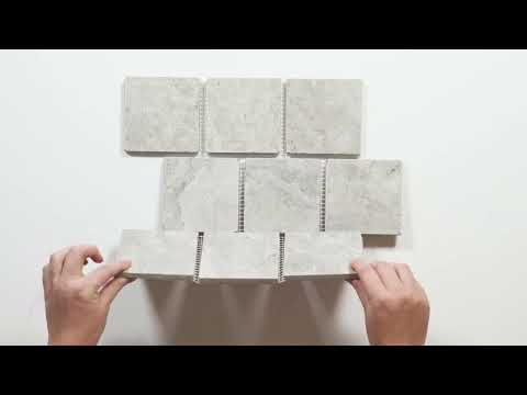 Valerie Grey Travertine Brick Bond Cobblestone Porcelain Tile Sheets