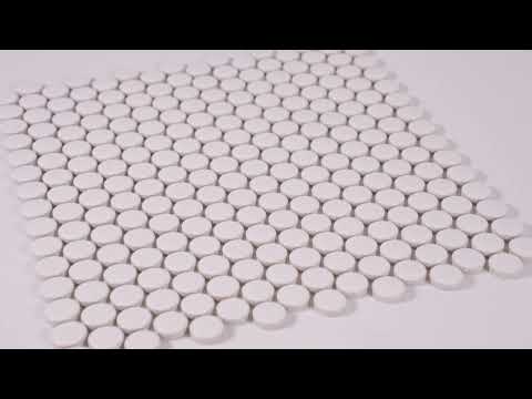 Mooloolaba Satin White Porcelain Penny Round Mosaic Tile 20x20mm  | The Blue Space