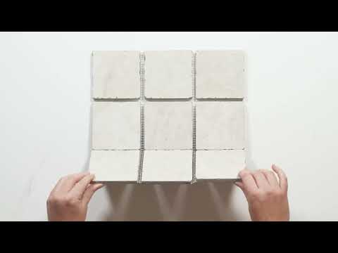 Valerie Cream Travertine Straight Bond Cobblestone Porcelain Tile Sheets