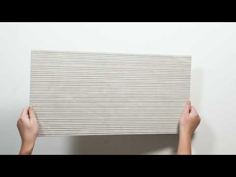 Kew Grey Ribbed Decor Porcelain Tile 300 x 600mm