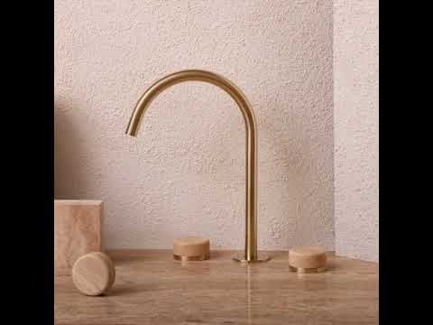 Nero Serenity Bath/Kitchen Set Arc Spout With Rome Travertine Handle Brushed Gold