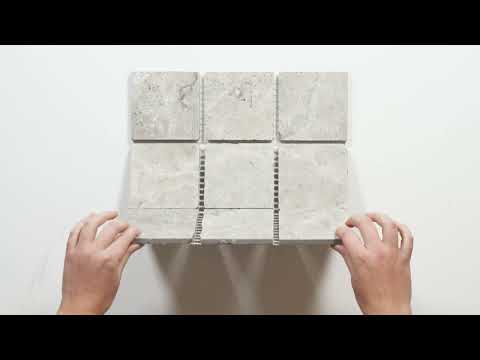 Valerie Rustic Travertine Straight Bond Cobblestone Porcelain Tile Sheets