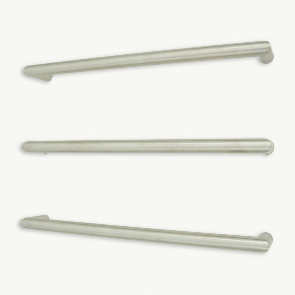 Radiant 12V Single Bar Round Heated Towel Rail Brushed Satin