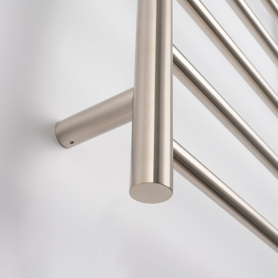 Radiant 10 Bar Round Heated Towel Ladder 600w x 1100h - Brushed Nickel