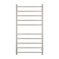 Front Radiant Heated Round Ladder 600 X 1100mm Brushed Nickel BN-RTR02 - The Blue Space