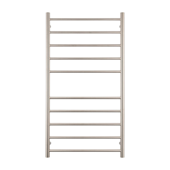 Front Radiant Heated Round Ladder 600 X 1100mm Brushed Nickel BN-RTR02 - The Blue Space