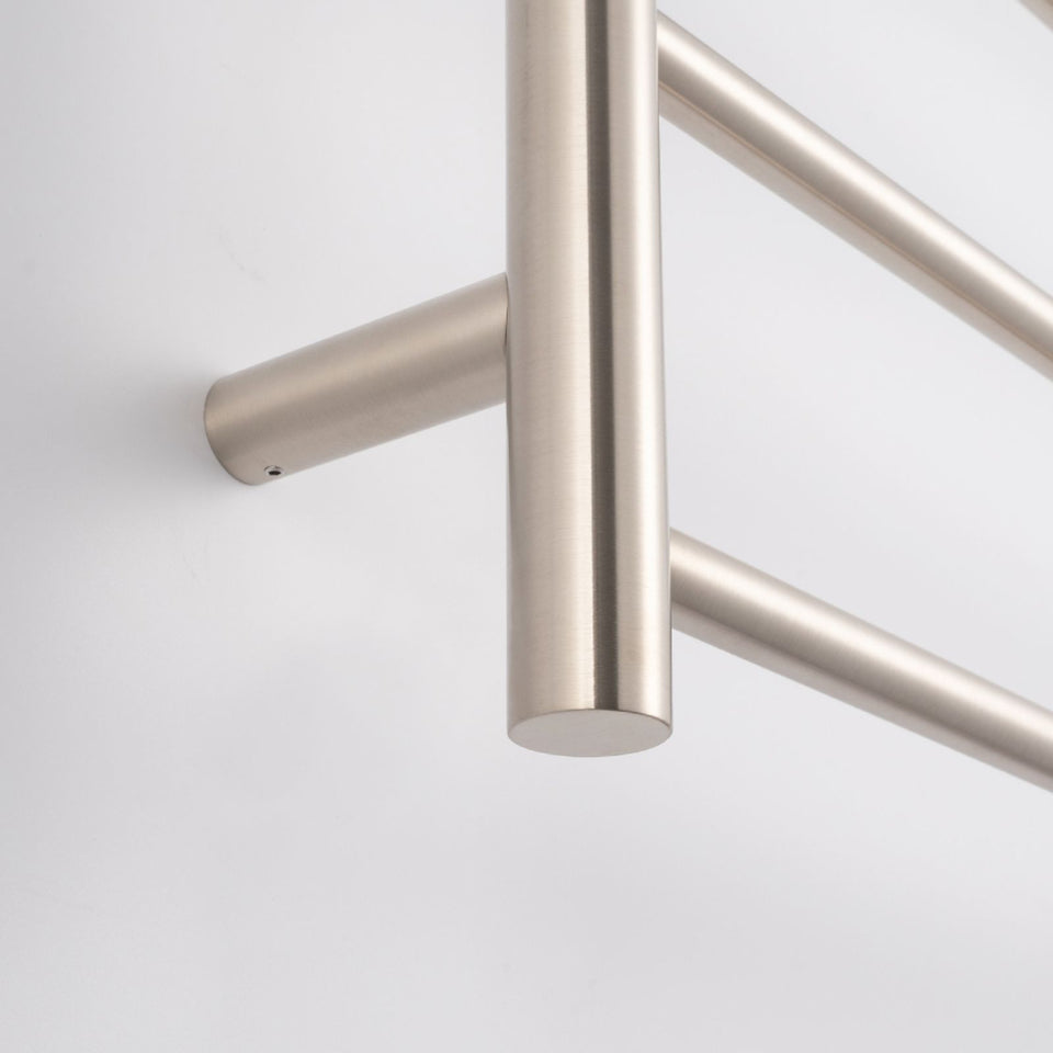 Radiant Round 7 Bar Heated Towel Ladder 600w x 800h - Brushed Nickel