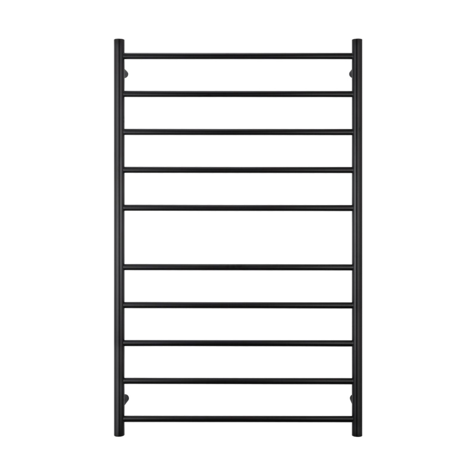 Front Radiant Heated Round Ladder 750 X 1200mm Matt Black BRTR04 - The Blue Space