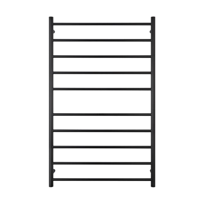 Front Radiant Heated Round Ladder 750 X 1200mm Matt Black BRTR04 - The Blue Space