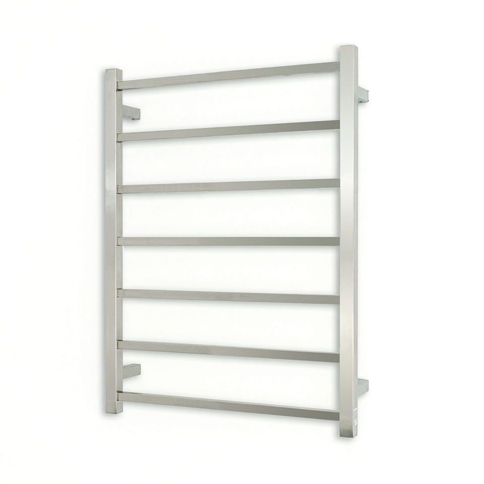 Radiant Square 7 Bar Heated Rail 600x  800 Brushed Stainless Steel