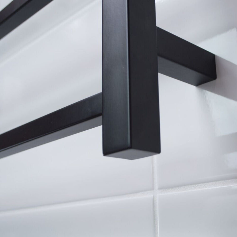 Radiant Square 8 Bar Heated Towel Ladder 800 x 1000 Matte Black