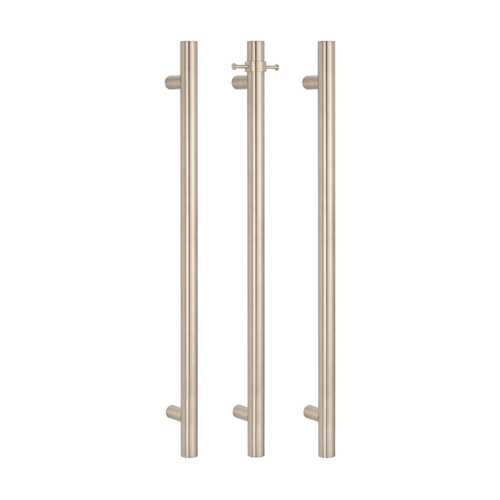3 Pieces with Hook Radiant Heated Vertical towel rail 40 x 950mm Brushed Nickel BN-VTR-950 - The Blue Space