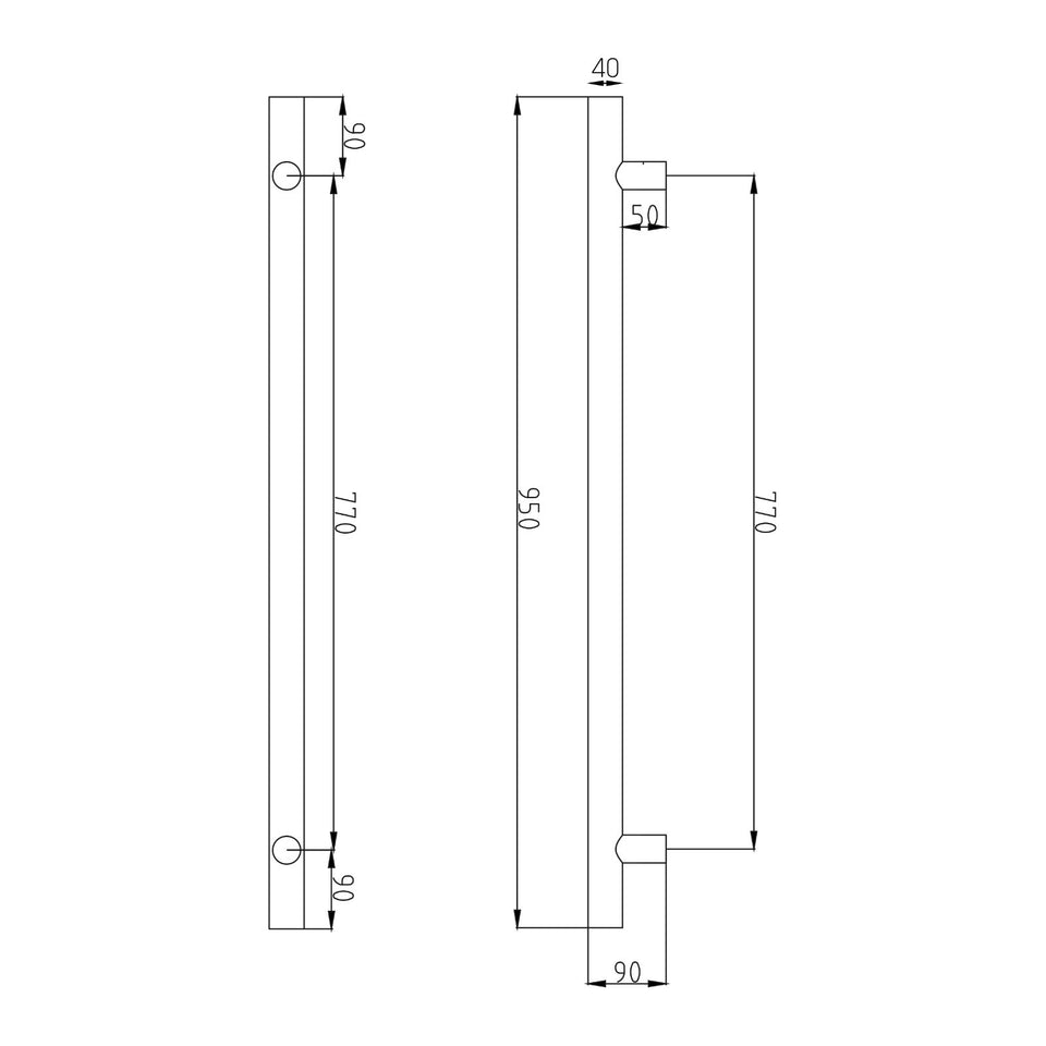 Radiant Vertical Towel Rail 40 x 950mm Matt White