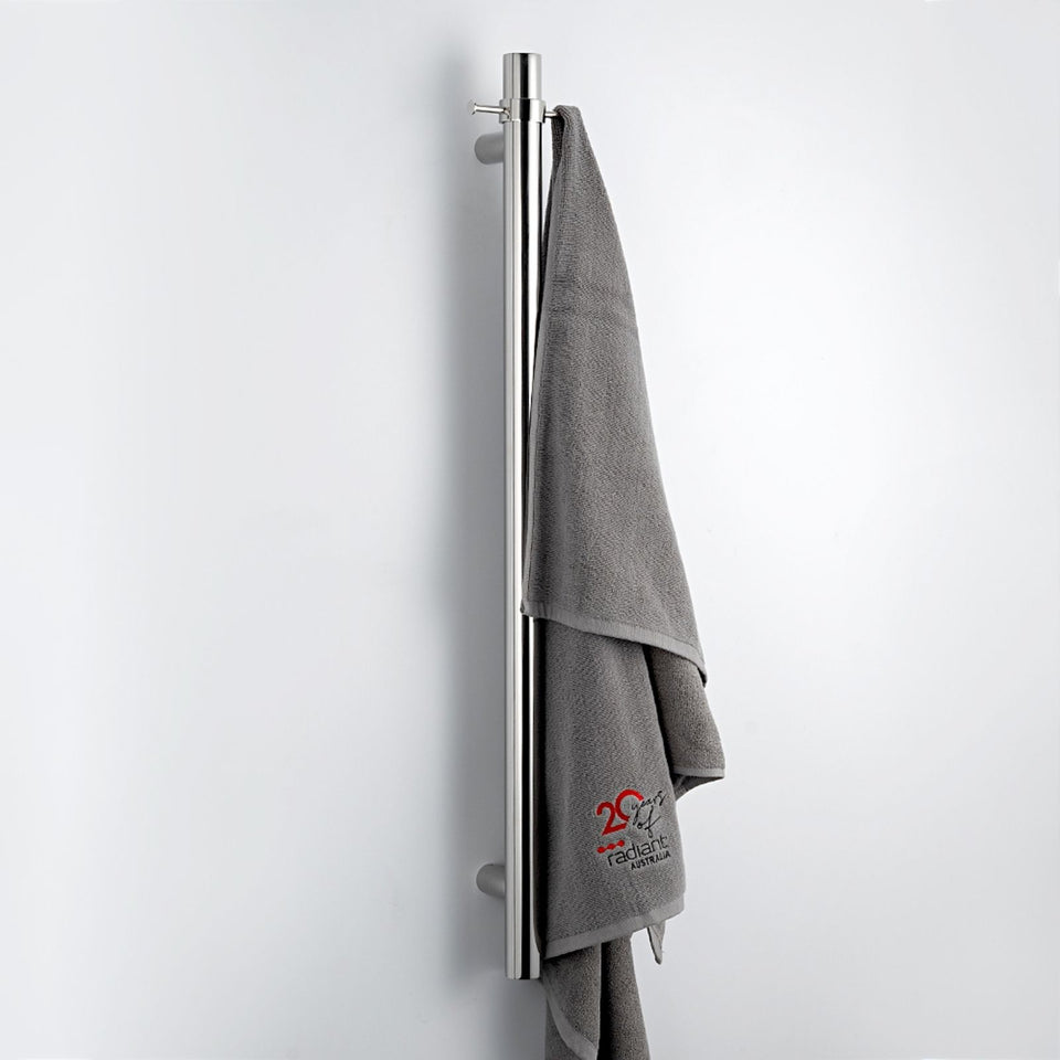 Radiant Vertical Round Single Bar Heated - Polished Chrome