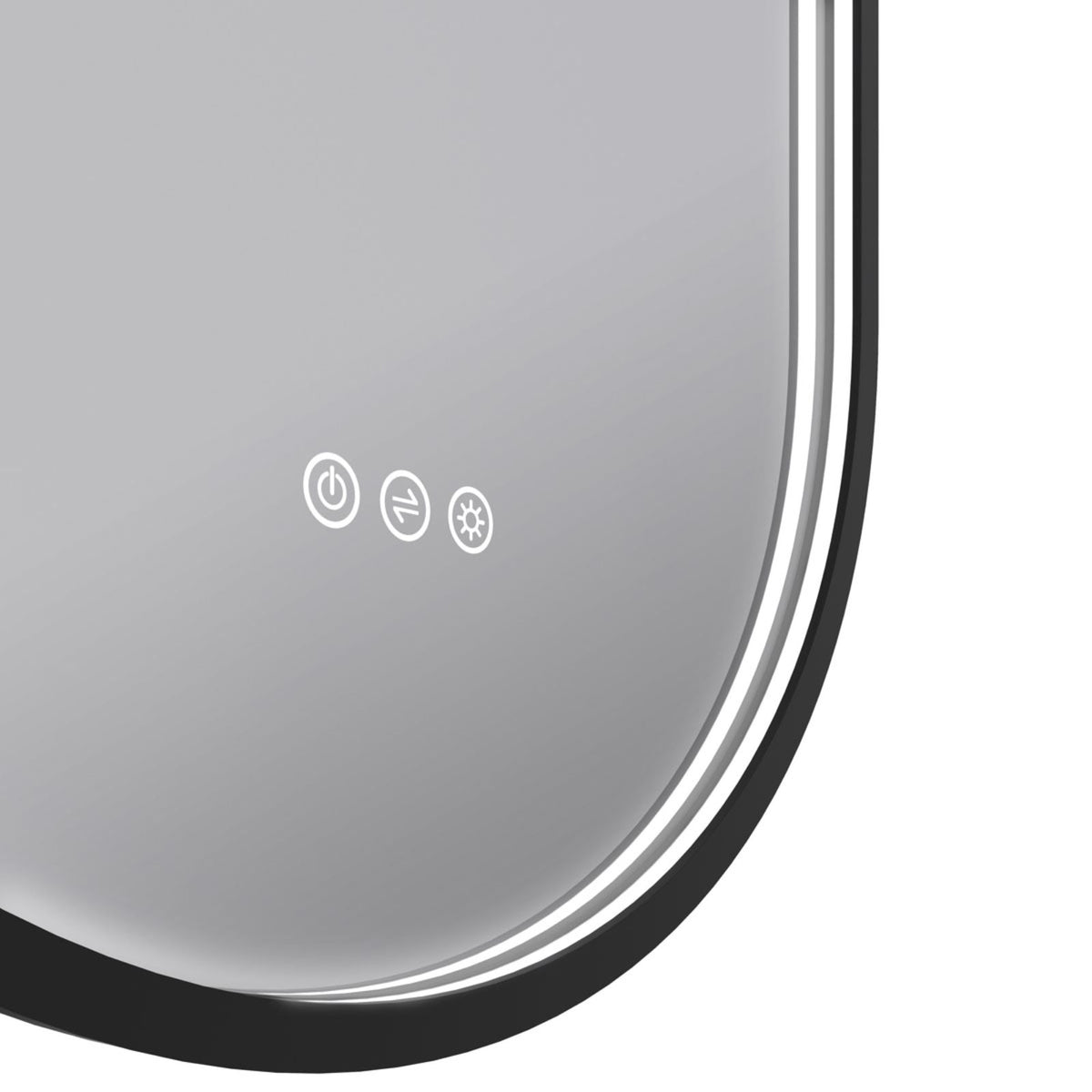 Corner Radiant Kapsel 500mm x 1000mm LED Mirror - Black BLKKAP50100 - The Blue Space