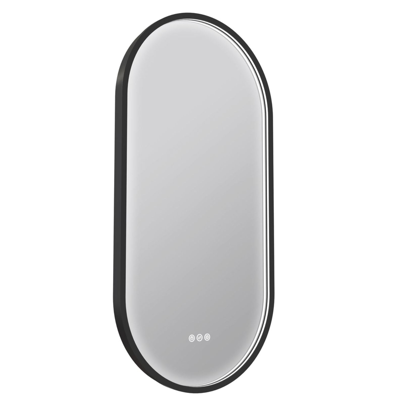 Side Radiant Kapsel 500mm x 1000mm LED Mirror - Black BLKKAP50100 - The Blue Space