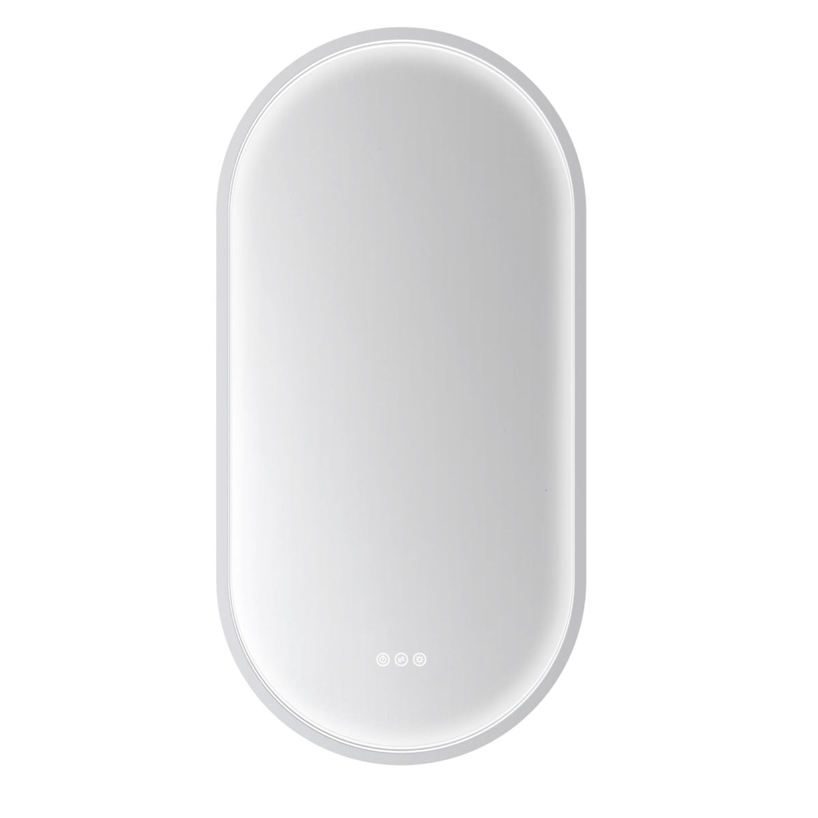 Front Radiant Kapsel 500mm x 1000mm LED Mirror - White WHTKAP50100 - The Blue Space