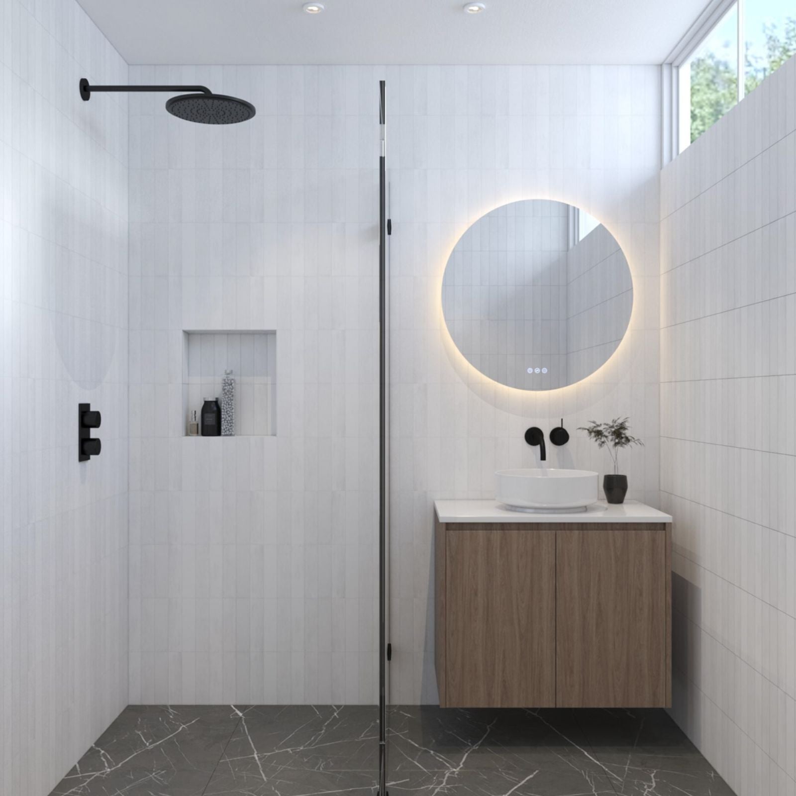 Lifestyle Radiant Olek Frameless LED Mirror 600mm - 1200mm FLESSRND60 - The Blue Space