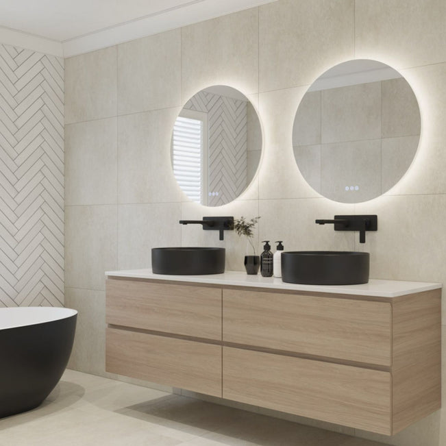 Lifestyle Radiant Olek Frameless LED Mirror 600mm - 1200mm FLESSRND60 - The Blue Space