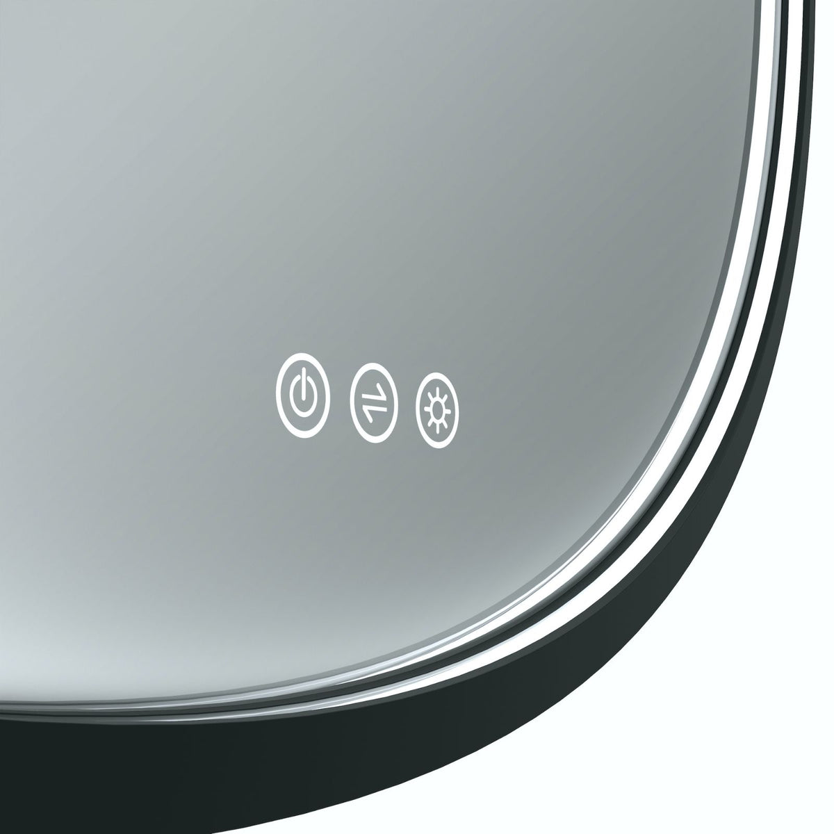 Corner Radiant Olek LED Mirror 600mm - 900mm - Black BLKRND60 - The Blue Space