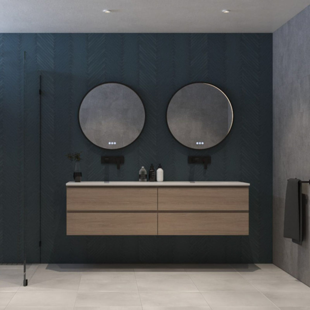 Lifestyle Radiant Olek LED Mirror 600mm - 900mm - Black BLKRND60 - The Blue Space