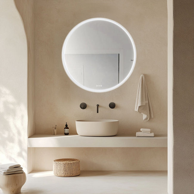 Lifestyle Radiant Olek LED Mirror 600mm - 900mm - White WHTRND60 - The Blue Space