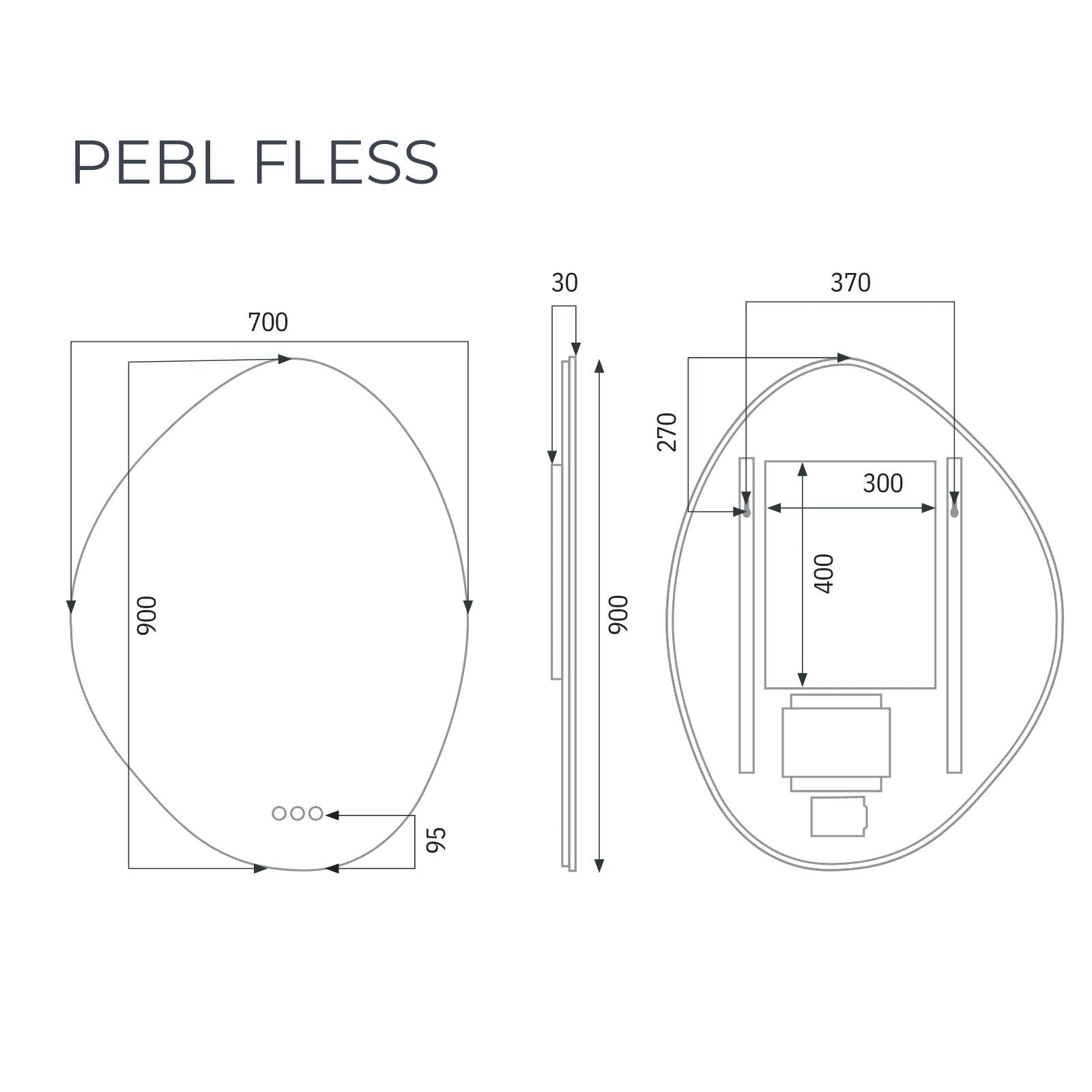 Radiant Pebl Frameless LED Mirror FLESSPEB7090 - The Blue Space