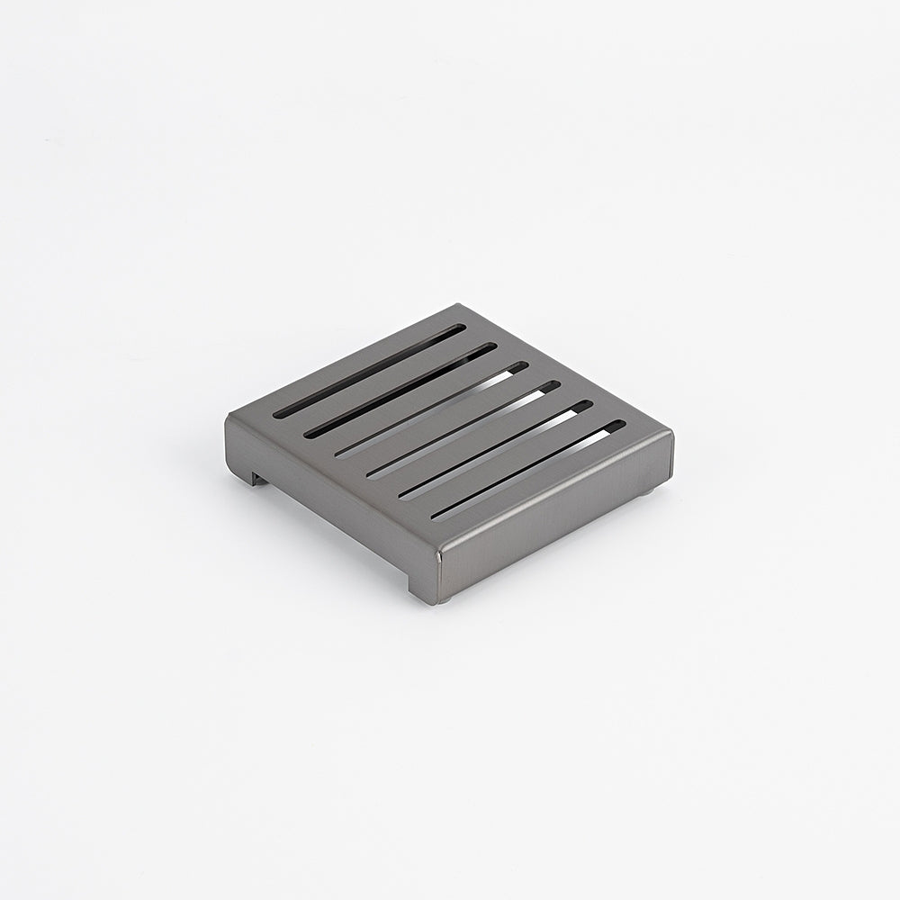 Angle Radiant Square Slotted Floor Grate (Gun Metal Grey) 100mm x 100mm (74mm Outlet) 316-GMG-SGS-100-74 - The Blue Space