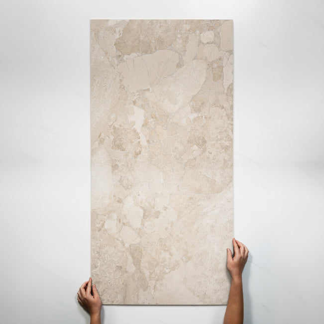 Single with Hand Roccia Beige Lappato Porcelain Tile P4 600 x 1200mm MATSBEN2 - The Blue Space