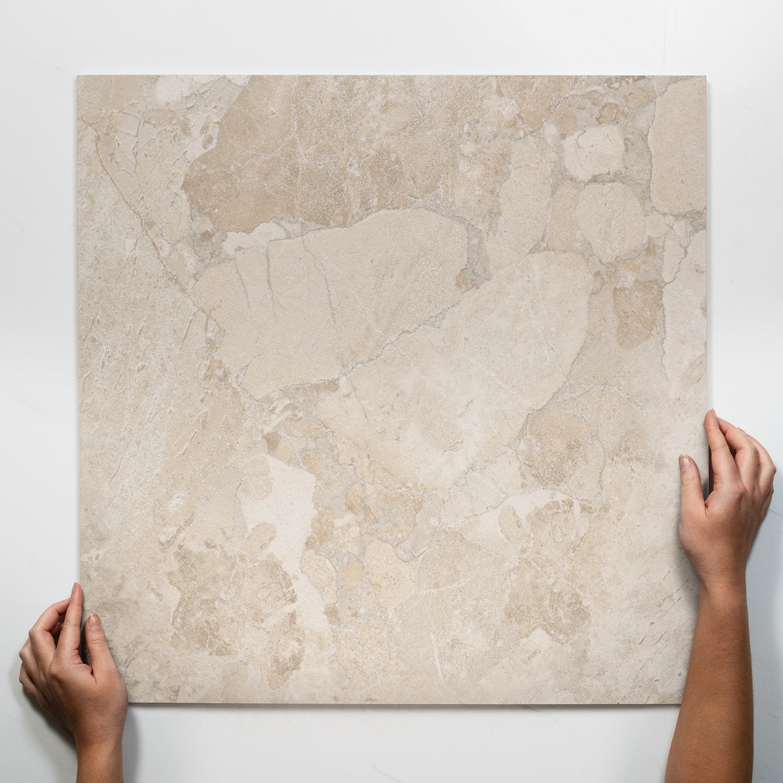 Single with Hand Roccia Beige Lappato Porcelain Tile P4 600 x 600mm MATSBEN1 - The Blue Space