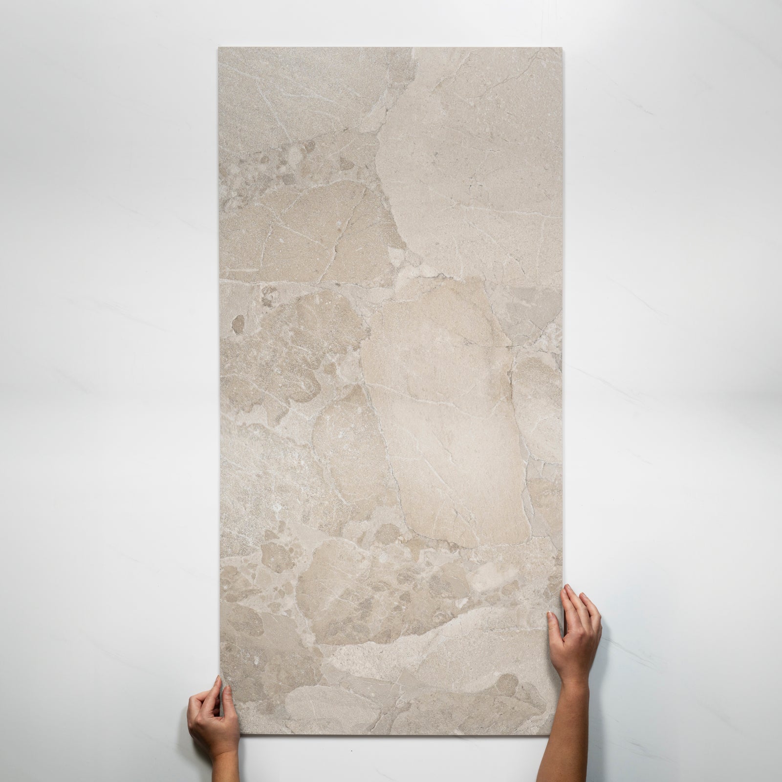 Single with Hand Roccia Greige Lappato Porcelain Tile P4 600 x 1200mm MATSGRN2 - The Blue Space